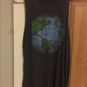 Tank Top - Globe Print Graphic Muscle by Fifth Sun